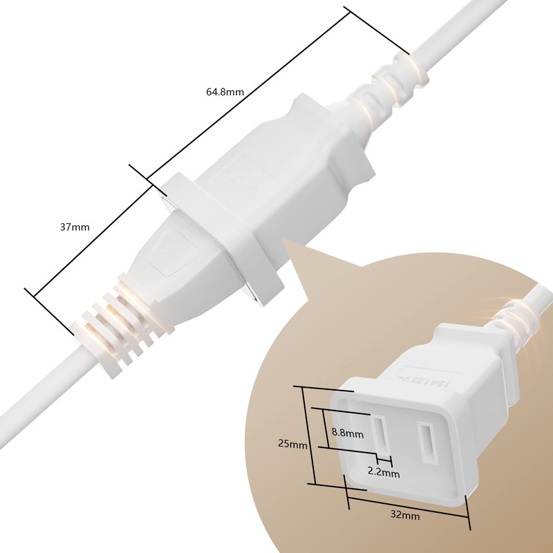 BolAAzuL Cable De Extensión De Alimentación De 2 Clavijas De