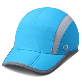 TITECOUGO Quick Dry Sports Reflective Hat Night Running Cap Workout Hats for Men Summer Sun Folding Hat Dri Fit Cooling Hat for Golf Hiking Outdoor Camping Gym Tennis Travel Baseball Cap Sky Blue