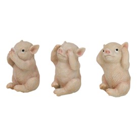 Ebros Gift Rustic Cottage Country Hog Heavens Piglet Pigs in See Hear Speak No Evil Poses Figurines Set Farmhouse Western Pig Accent Animal Farm Sculptures