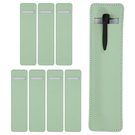 PATIKIL 7 Inch Pen Sleeve Case, 8Pcs PU Leather Pen Pouch Single Fountain Pouch Protective Cover Holder for Office Ballpoint Pencils Touch, Light Green