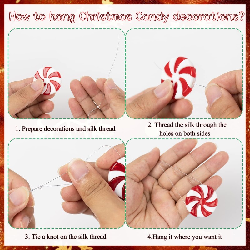 GuassLee 60Pcs Candy Canes Christmas Tree Decorations-Plastic Peppermint Candy Cane