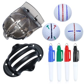 CUALFEC 6 Pack Golf Ball Line Drawing Marker Golf Ball Liner Golf Ball Marking Tool Kit - 2 Golf Ball Marking Stencils and 4 Color Markers