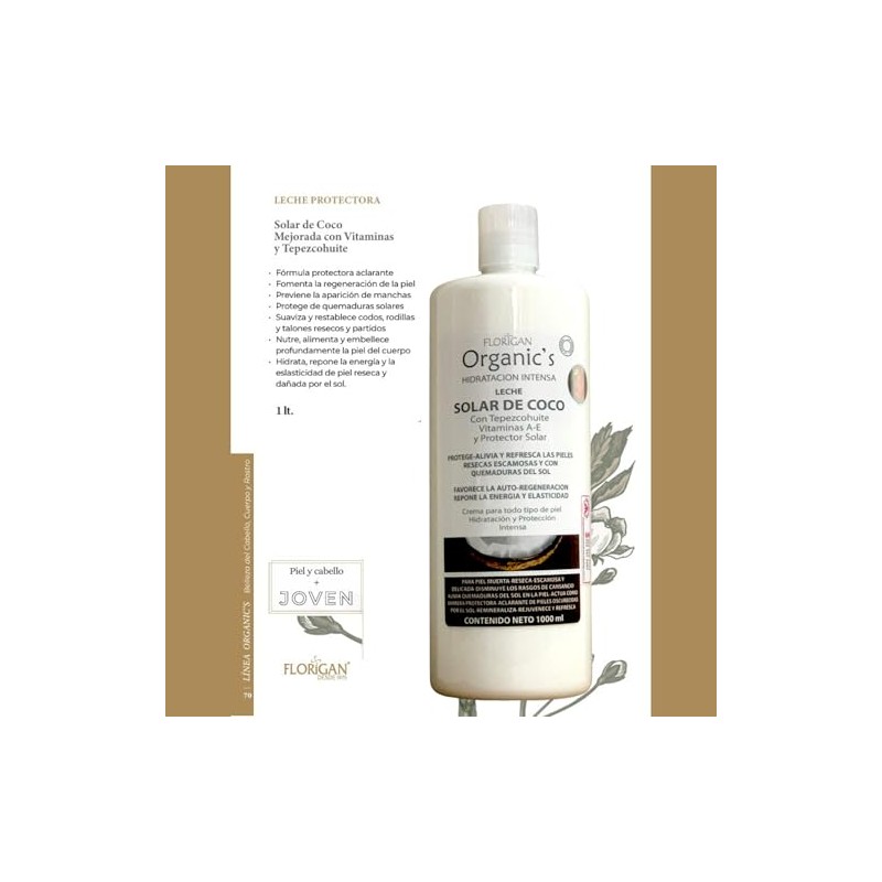 Hidratación Intensa Crema Corporal LECHE de COCO Solar con TEPEZCOHUITE,