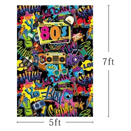 MEHOFOTO Hip Hop Back to 80s Themed Adult Birthday Party Decorations Banner Photo Studio Booth Background Retro Graffiti Disco Portrait Backdrop Props for Photography 1.5x2.1 m
