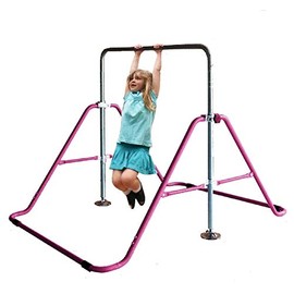 5 Star TD Expandable Gymnastics Bar Adjustable Height Horizontal Bars, Junior Training Bar Children Folding Training Monkey Bars for Kids Pink