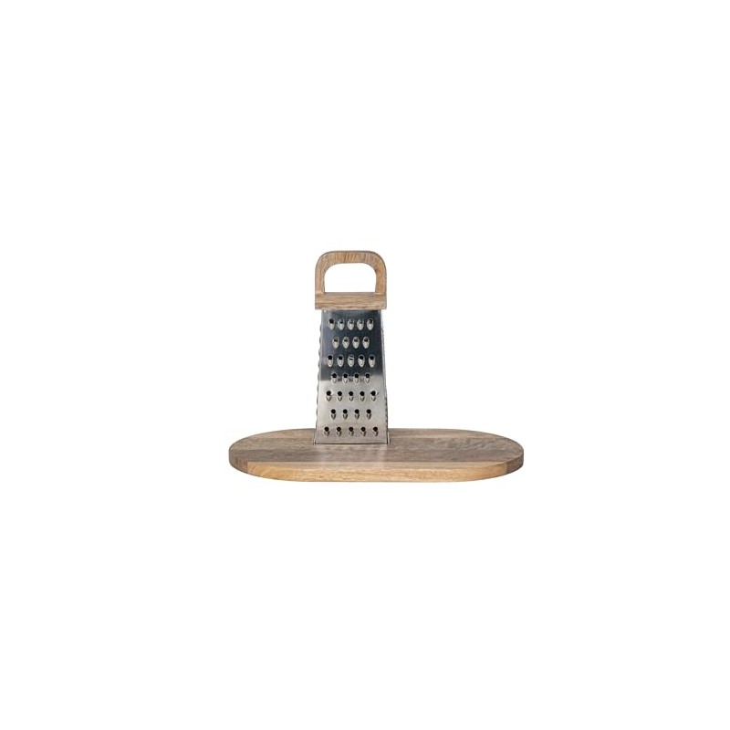 Creative Co-Op Steel Grater with Mango Wood Cheese Board