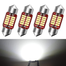 NAKOBO LED Room Lamp T10 x 31mm 12-24V Compatible White 4pcs Stable Flow Built-in Canceller Non-polar 2W 4014 Element 50000 Hours Lifespan