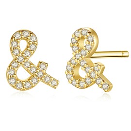 Symbol & Earrings for Women Girls 14k Gold Plated Earrings for Birthday Gifts, Silver