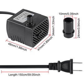 DIANN Mini Submersible Pump Small Fountain Pump 5W 350L/H with 3.3ft Tubing 8x10mm for Aquariums Fish Tank Tabletop Fountain Pet Fountain Indoor or Outdoor Pond Fountain