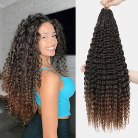 CAZSYSDD Pre Looped Brazilian Micro Kinky Curly Crochet Hair 8 Packs 24 Inch Water Wave Micro Curly Braiding Hair Extensions Deep Wave For Mini Senegalese Twist (T30#, 24 inch( Pack of 8))