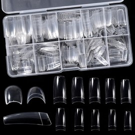 KADS Künstliche Fingernägel mit französischem Sarg, halbdeckend, natürliche und transparente Verlängerungsspitzen für Acryl und Gel, DIY-Maniküre, 500 Stück