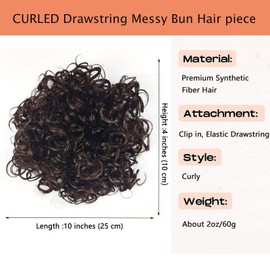 Fannace Messy Bun Hair Piece drawstring ponytail for Black Women Synthetic Loose Wave Large Curly Ponytail Extension Clip on Hair Bun Hair Pieces for Women Daily Use -Champagne Blonde (4#)