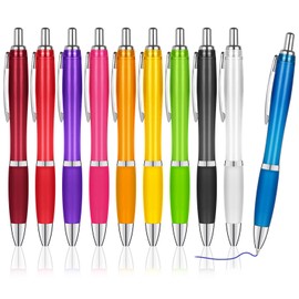 AUAUY Retractable Ballpoint Pens, Pack of 10 Retractable Ballpoint Pens, Colourful Ink, Ergonomic Ballpoint Pen, Non-Slip Ballpoint Pen for School, Office, Supplies, Gift, Desk, Employee, Graduation,