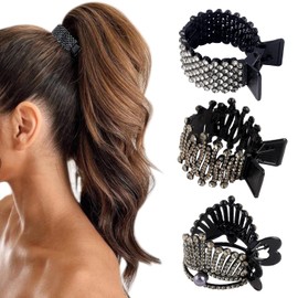 WUPENGSA Hair Clips for Ponytail, 3 Pieces High Ponytail Clips, Small Hair Clips, Ponytail Hair Clips Made of Metal, Non-Slip, for High Ponytail