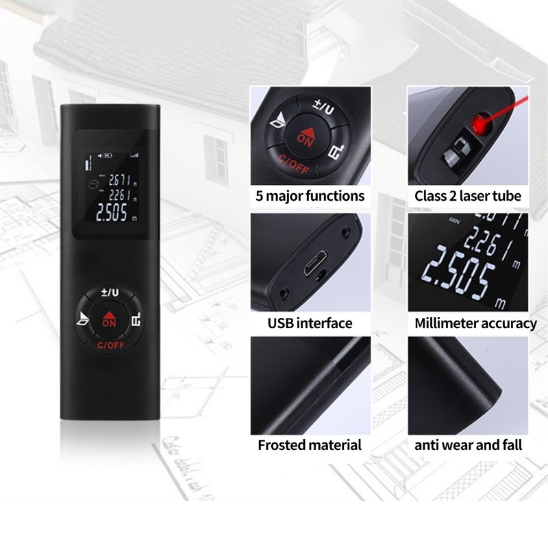 High Accuracy Handheld Laser Distance Meter Maximum Measuring Distance 40m
