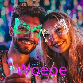 Woeoe Light Up Glasses For Parties Glow Sunglasses Masquerade Mask Cosplay Costume Rave Accessories