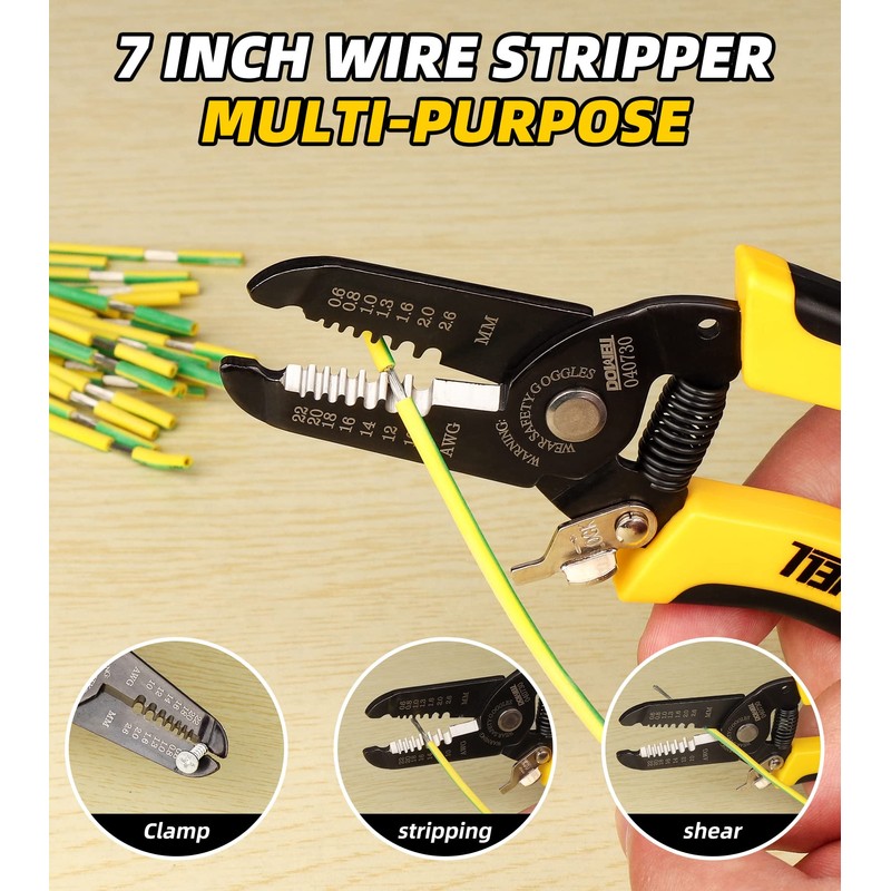 DOWELL 10-22 AWG Wire Stripper Cutter Wire Stripping Tool And