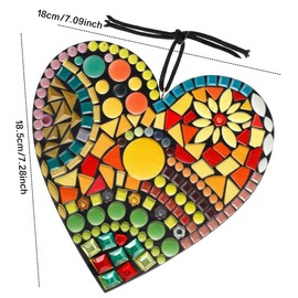 SQHY Large Mosaic Garden Heart Sculpture Decor Ornaments Resin Colorful Love Garden Decorations Wall Ornaments Hanging for Indoor Outdoor Home Bedroom Living Room