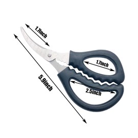 Luckkyme 4 Pack Kitchen Seafood Scissors Fish Scissors Crab Scissors Lobster Scissors, Multifunctional Stainless Steel Seafood Scissors (2Pcs Black, 2Pcs Red)