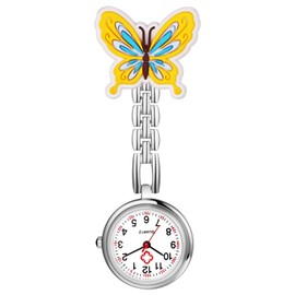 OIDEA Nurse Watches for Women: Butterfly Brooch Retractable Nursing Watch Clip on Fob Watch Lapel Quartz Watch Hanging Pocket Badge Watches with Second Hand for Nurses Doctors, Style b