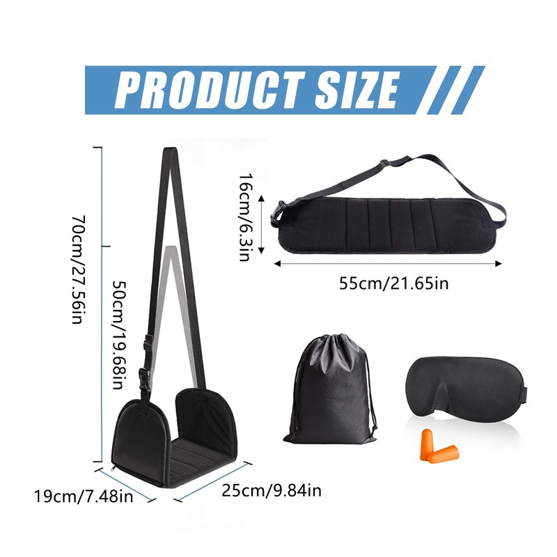 Satiskid Adjustable Foot Hammock for Flight with Removable Support Plate