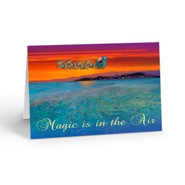 Stonehouse Collection | Ocean Christmas Card | Santa Delivering Presents Holiday Cards | Beach Christmas Cards (Standard)