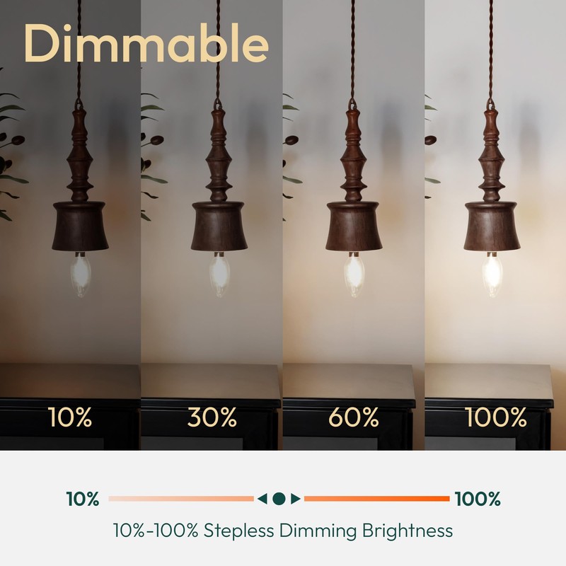 ALAMPEVER 6 Pack Chandelier Light Bulbs 100W Equivalent, 800LM E26