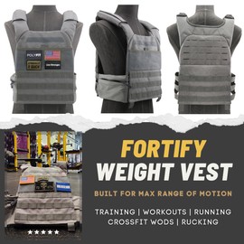 Polyfit (Fortify) Weighted Vest for Strength and Endurance Training, Fitness Workouts, Running, WODs - GREY