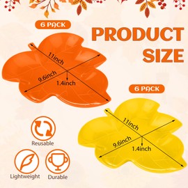 Honeydak 12 Pcs Fall Plates Yellow Orange Plastic Plates Fall Dessert Bowls Thanksgiving Dishes Maple Leaves Shaped Candy Snack Fruit Dishes for Autumn Harvest Thanksgiving Party Supplies Table Decor