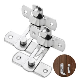 BangBoom 2 PCS 90 Degree Stainless Steel Barn Door Lock, Sliding Right Angle Buckle Flip Latch, Security Brushed Gate Latches for Bathroom Garden Cabinet Silver (2, Silver)