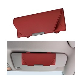 Osilly Car Sunglasses Holder, Sun Visor Eyeglasses Protective Storage Case with Hidden Magnetic Closure, Leather Automotive Glasses Organizer Box, Universal Vehicle Interior Accessories (Wine Red)