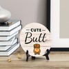 Round Cute Butt, Light Wood Color Bathroom Table Sign with