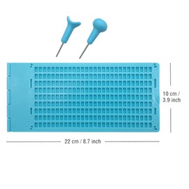 9 Lines 28 Cells Braille Writing Slate with 2 pcs Styluses, Braille Slate Kit, Blue
