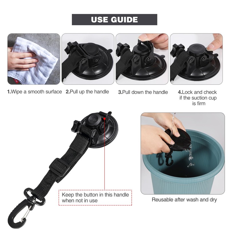 REDCAMP Heavy Duty Suction Cup Anchor with Long Straps and