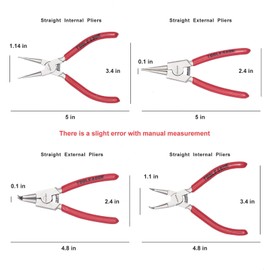 TOOLEAGUE 4 Pcs Mini Snap Ring Pliers Set, Circlip Pliers, 5 inches Internal/External Heavy Duty for Ring Remover Retaining Straight Bent Lock Ring Pliers Set