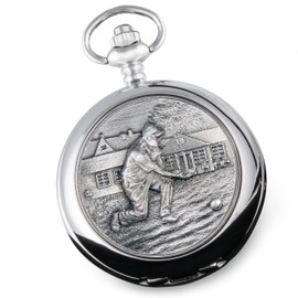 De Walden Mens 30th Birthday Mother of Pearl Bowls Engraved Pocket Watch