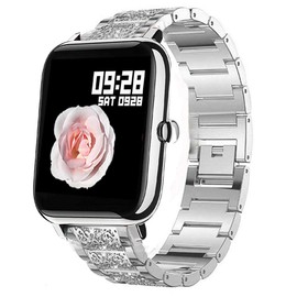 Compatible for Popglory P22 Smartwatch Band, Giaogor Jewelry Diamond Straps Compatible for Popglory P22 Smartwatch/FirYawee Smartwatch/Virmee VT3 / Donerton Smartwatch/itouch air 3 and More (Silver)