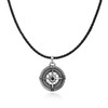 GAVU Men's Genuine Leather Stainless Steel Compass Surfer Necklace Leather