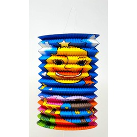 Train lantern 42053 with Full Moon Design Oblong, Flame Retardant, D 15 cm x h 25 cm, Multi