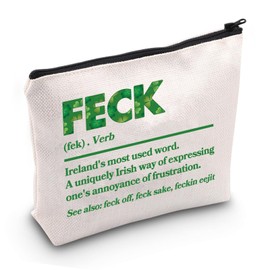 JXGZSO Irish Sayings Makeup Bag St Patrick's Day Pouch Bag Feck Definition Irish Theme Merchandise (Feck Definition Bag)