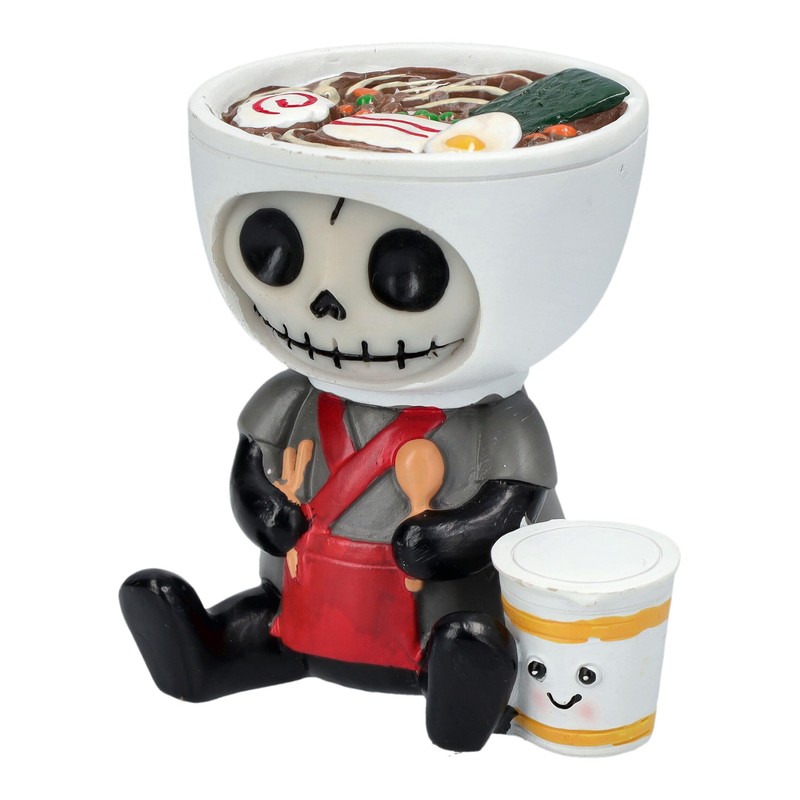 Furrybones 'Ramon' Figurine - Whimsical Skeleton with Ramen Bowl, Hand