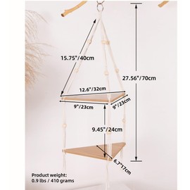 Hanging Shelves for Wall,Handmade Macrame Wall Hanging Shelf,2-Tier Wooden Plant Shelves Floating Shelves for Wall Decor(2tier Shelves)