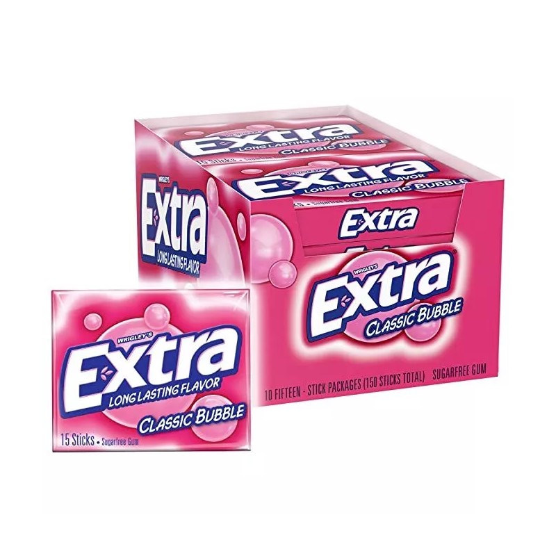 EXTRA Gum Sugarfree Chewing Gum, 15 Pieces (Pack of 10)