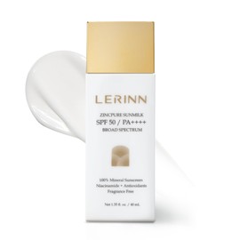 Lerinn ZincPure Sunmilk SPF 50 PA++++, 100% Mineral Zinc Oxide Face Sunscreen, Broad Spectrum UVA/UVB, Lightweight, No White Cast, Fragrance-Free Daily Moisturizer for Sensitive Skin (40 ml)