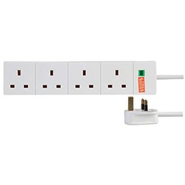 Pro Elec 9988S-5 m 4 Gang Surge Protected Extension Lead, White, 5 m