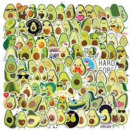 Dorgua 100Pcs Avocado Stickers, Non-Repetitive Funny Design Avocados Stickers, Cute Avocado Sticker Vinyl Waterproof Sticker for Water Bottle Laptop Decoration Party Supplies Holiday Gifts