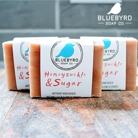 Bluebyrd Soap Co. Honeysuckle Sugar Handmade Soap Bars for Women | 100% Vegan Cold Process Soap For Womens Face Hands Body | Artisan Bar Soap Made with Kaolin Clay to Absorb Oily Skin (HONEYSUCKLE)