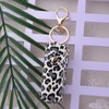 Guqqeuc Leopard Lip Balm Holder Keychain for Women Girls Leopard
