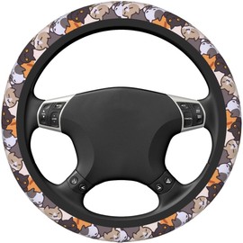Funda para volante de cara de gato de dibujos animados para mujeres, hombres y niñas, accesorios de automóvil, decoración antideslizante, de neopreno, para volante de automóvil, protector universal de