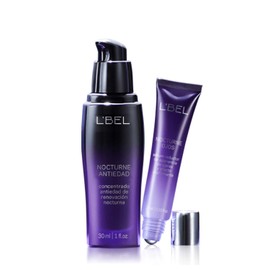 L'BEL - Set Nocturne, Contorno Ojos 15 g + Sérum Antiedad 30 ml + Bolsa de Regalo, con Ácido Hialurónico, Cuidado Facial, Skincare, para Todas Edades, para Rosto Saludable y Descansado
